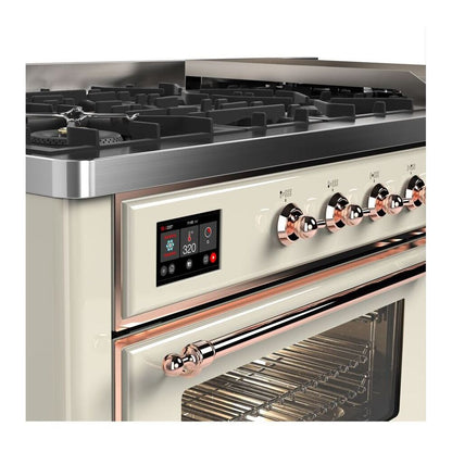 ILVE Majestic II 60 inch Triple Glass Door Natural Gas Dual Fuel Range Copper Antique White