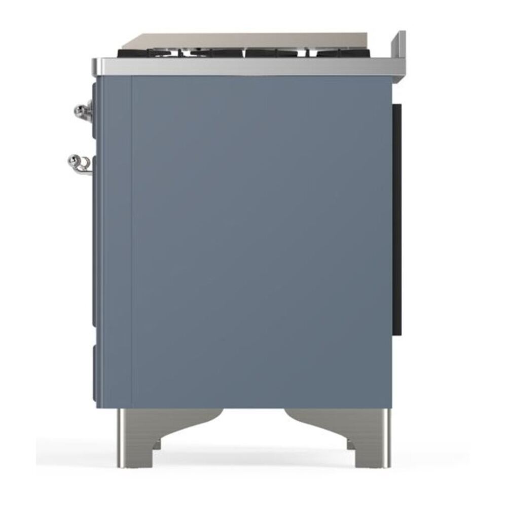 ILVE Majestic II 60 inch Triple Glass Door Natural Gas Dual Fuel Range Chrome Blue Grey