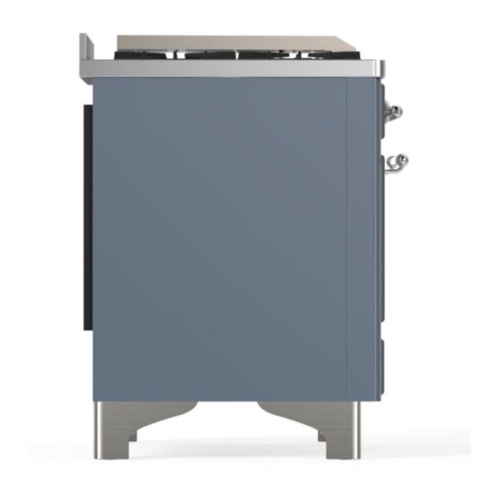 ILVE Majestic II 60 inch Triple Glass Door Natural Gas Dual Fuel Range Chrome Blue Grey
