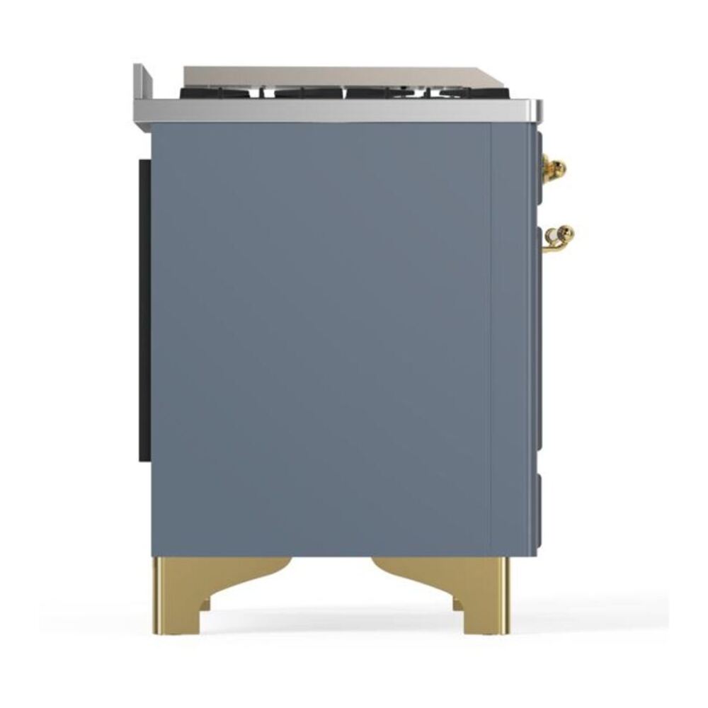 ILVE Majestic II 60 inch Triple Glass Door Natural Gas Dual Fuel Range Brass Blue Grey