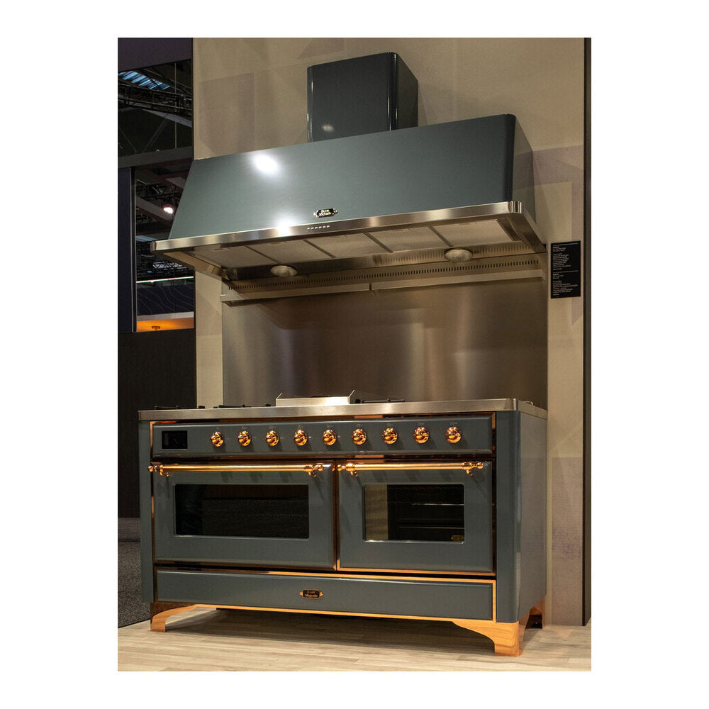 ILVE Majestic II 60 inch Triple Glass Door Natural Gas Dual Fuel Range Copper Blue Grey