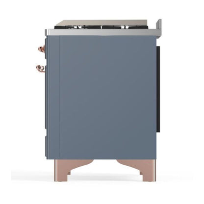 ILVE Majestic II 60 inch Triple Glass Door Natural Gas Dual Fuel Range Copper Blue Grey