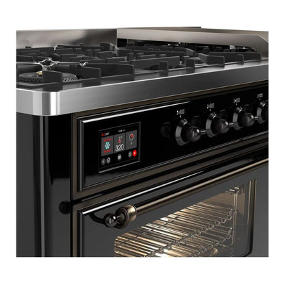 ILVE Majestic II 60 inch Triple Glass Door Natural Gas Dual Fuel Range Burnished Glossy Black