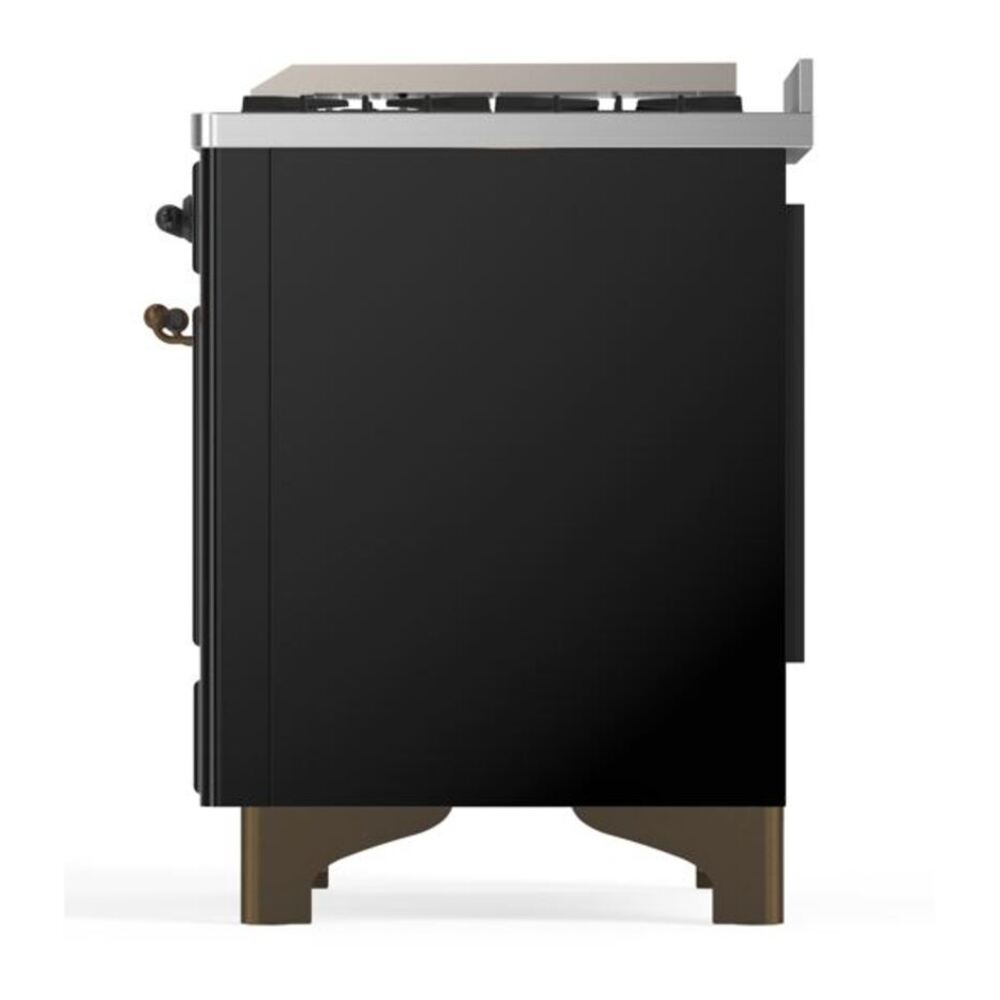 ILVE Majestic II 60 inch Triple Glass Door Natural Gas Dual Fuel Range Burnished Glossy Black