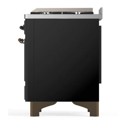 ILVE Majestic II 60 inch Triple Glass Door Natural Gas Dual Fuel Range Burnished Glossy Black