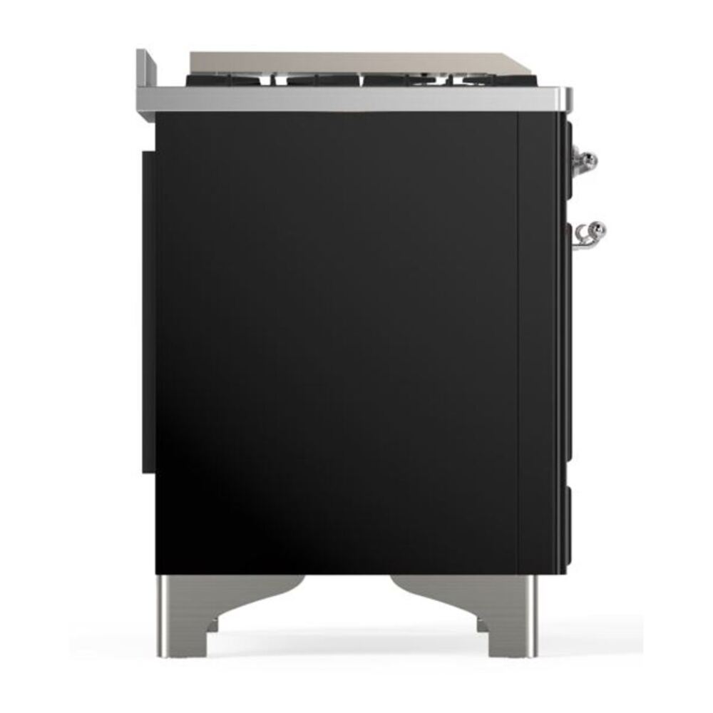 ILVE Majestic II 60 inch Triple Glass Door Natural Gas Dual Fuel Range Chrome Glossy Black