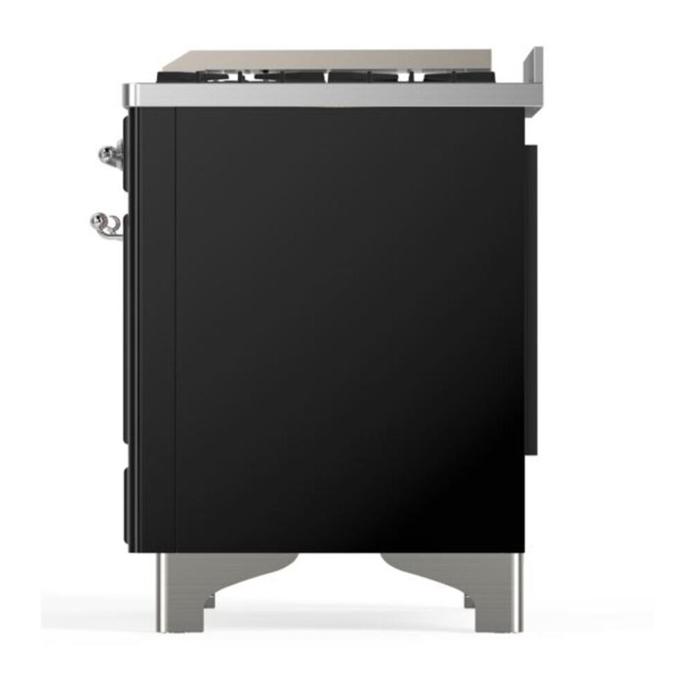 ILVE Majestic II 60 inch Triple Glass Door Natural Gas Dual Fuel Range Chrome Glossy Black