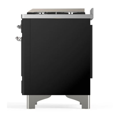 ILVE Majestic II 60 inch Triple Glass Door Natural Gas Dual Fuel Range Chrome Glossy Black