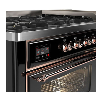 ILVE Majestic II 60 inch Triple Glass Door Natural Gas Dual Fuel Range Copper Glossy Black