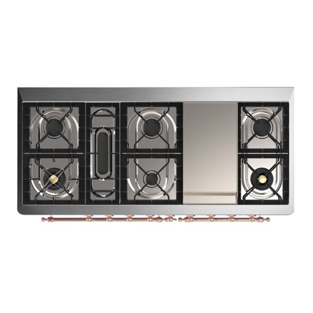 ILVE Majestic II 60 inch Triple Glass Door Natural Gas Dual Fuel Range Copper Glossy Black
