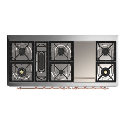 ILVE Majestic II 60 inch Triple Glass Door Natural Gas Dual Fuel Range Copper Glossy Black