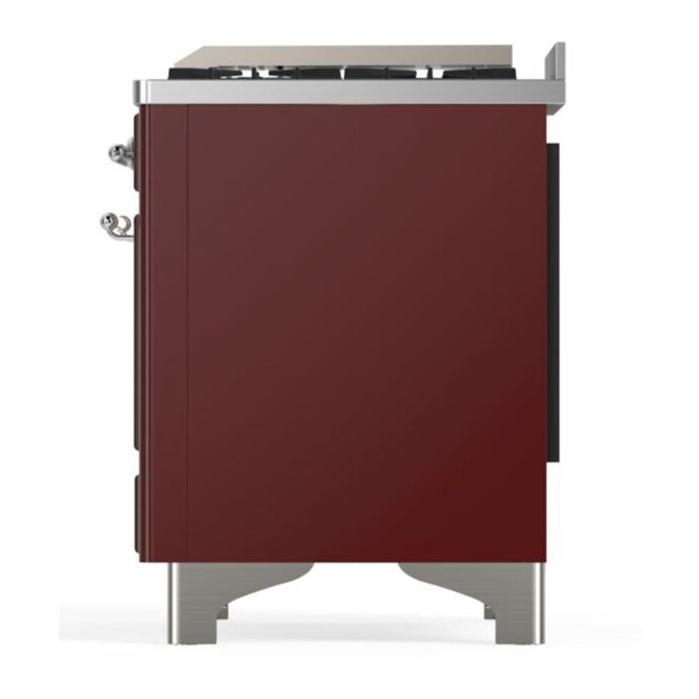ILVE Majestic II 60 inch Triple Glass Door Natural Gas Dual Fuel Range Chrome Burgundy