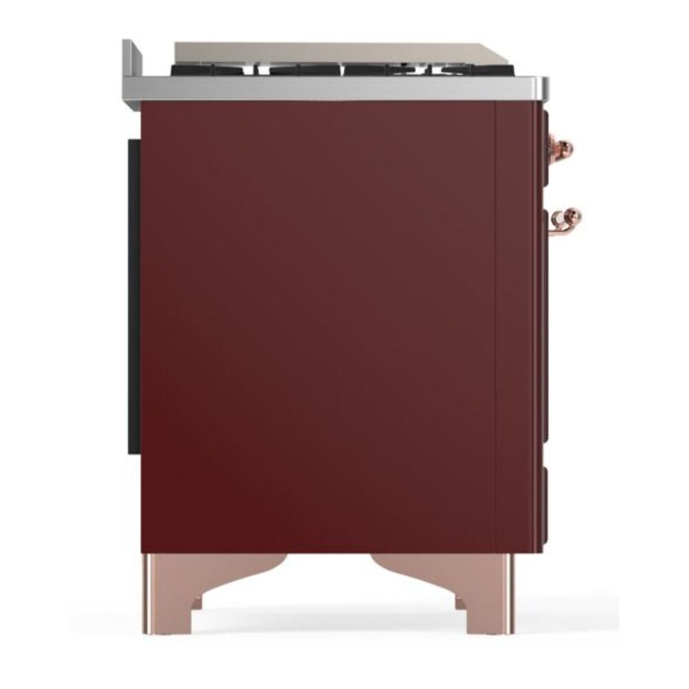 ILVE Majestic II 60 inch Triple Glass Door Natural Gas Dual Fuel Range Copper Burgundy
