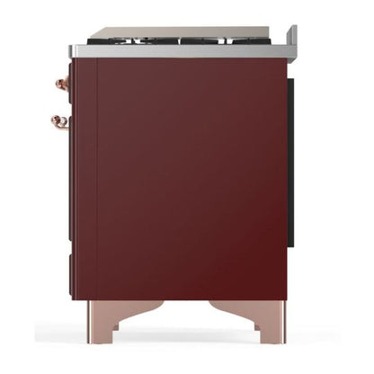 ILVE Majestic II 60 inch Triple Glass Door Natural Gas Dual Fuel Range Copper Burgundy