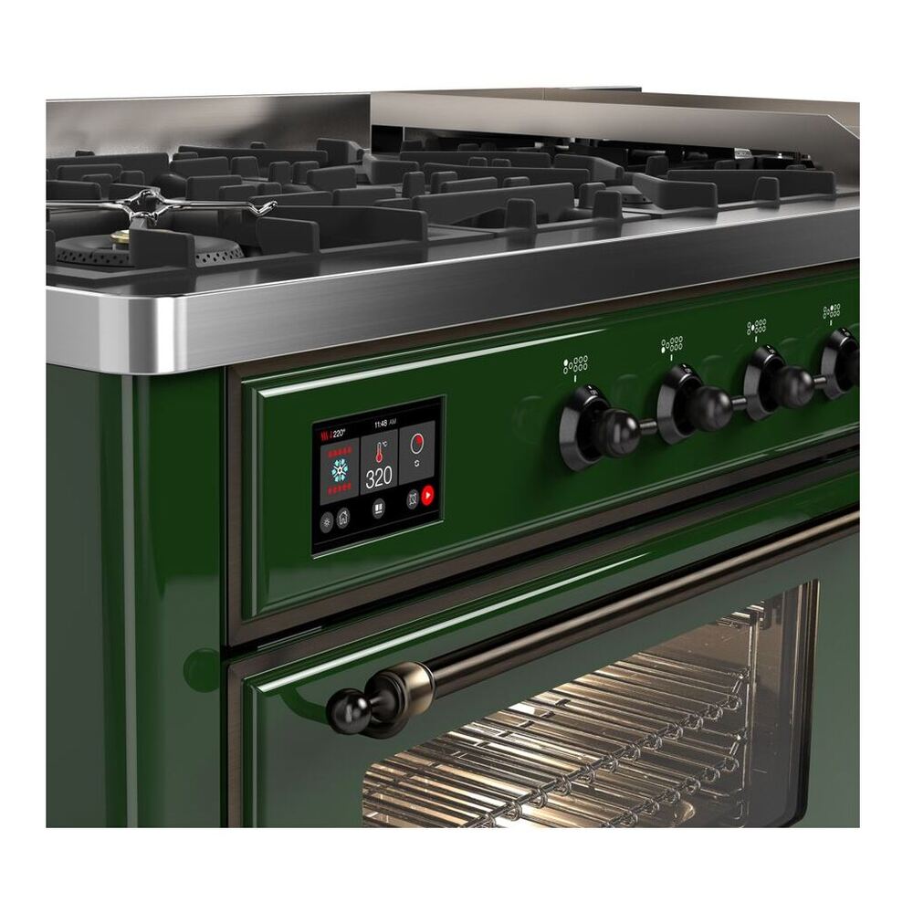 ILVE Majestic II 60 inch Triple Glass Door Natural Gas Dual Fuel Range Burnished Emerald Green