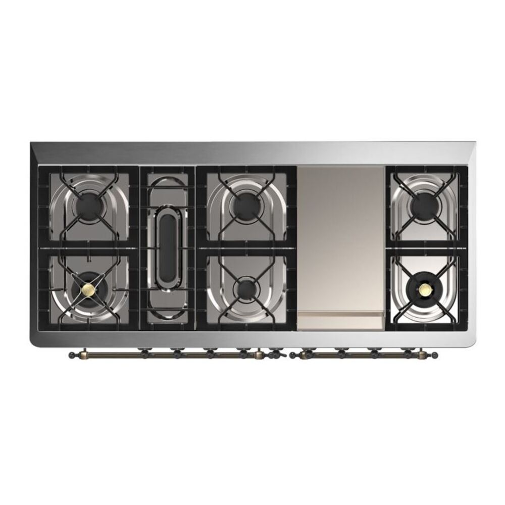 ILVE Majestic II 60 inch Triple Glass Door Natural Gas Dual Fuel Range Burnished Emerald Green