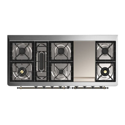 ILVE Majestic II 60 inch Triple Glass Door Natural Gas Dual Fuel Range Burnished Emerald Green