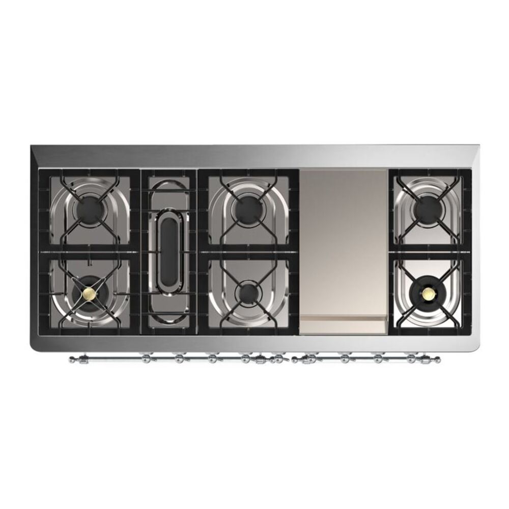 ILVE Majestic II 60 inch Triple Glass Door Natural Gas Dual Fuel Range Chrome Emerald Green