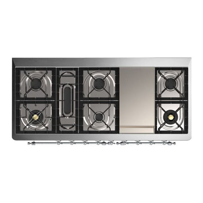 ILVE Majestic II 60 inch Triple Glass Door Natural Gas Dual Fuel Range Chrome Emerald Green