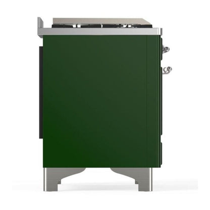 ILVE Majestic II 60 inch Triple Glass Door Natural Gas Dual Fuel Range Chrome Emerald Green