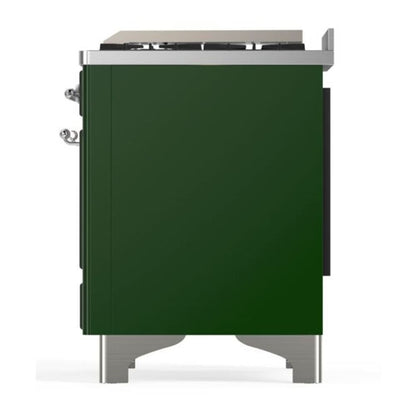 ILVE Majestic II 60 inch Triple Glass Door Natural Gas Dual Fuel Range Chrome Emerald Green