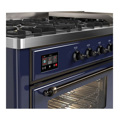 ILVE Majestic II 60 inch Triple Glass Door Natural Gas Dual Fuel Range Burnished Midnight Blue