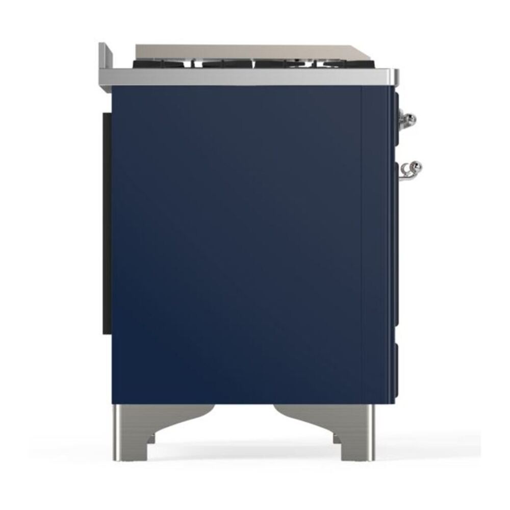 ILVE Majestic II 60 inch Triple Glass Door Natural Gas Dual Fuel Range Chrome Midnight Blue