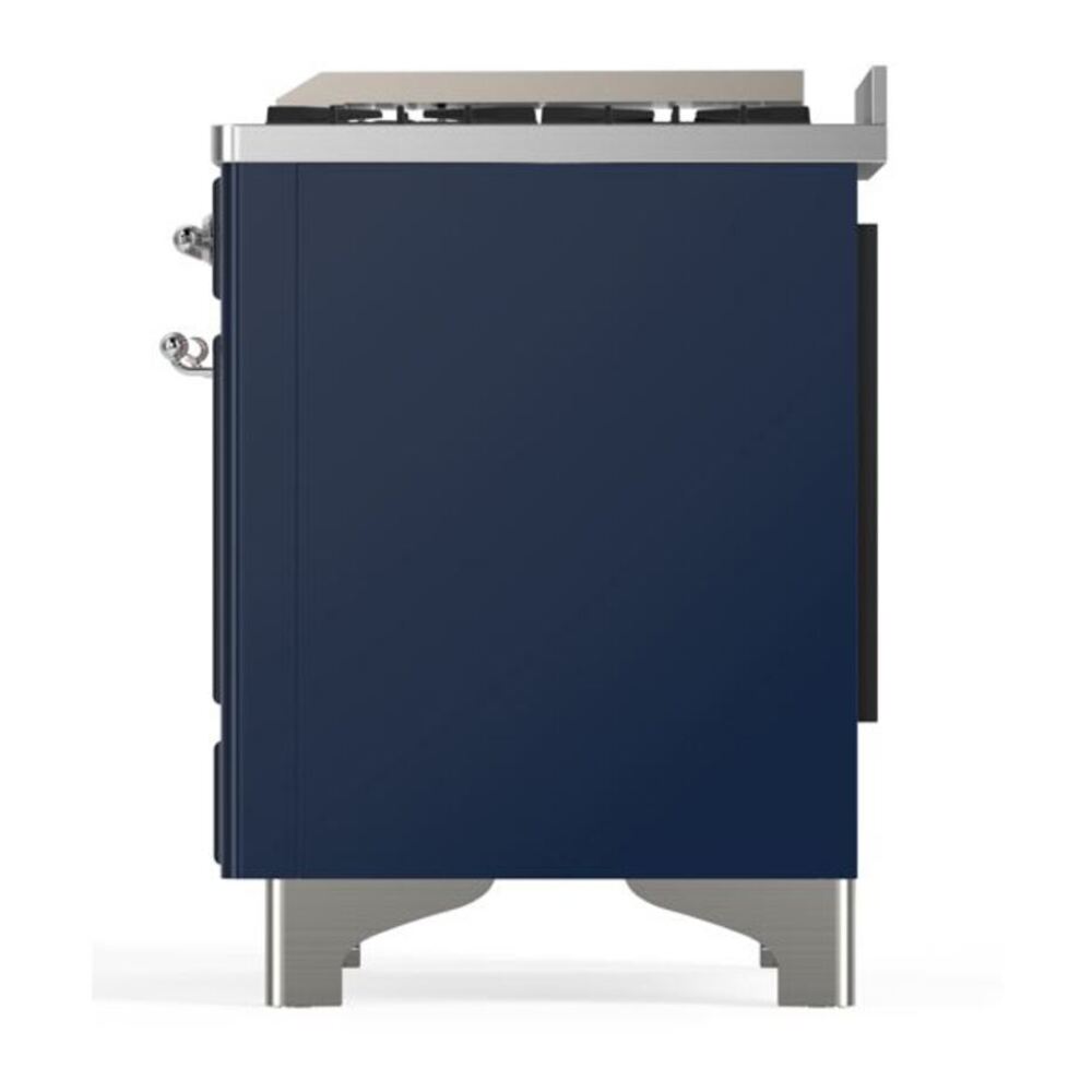 ILVE Majestic II 60 inch Triple Glass Door Natural Gas Dual Fuel Range Chrome Midnight Blue