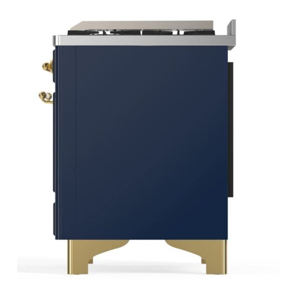 ILVE Majestic II 60 inch Triple Glass Door Natural Gas Dual Fuel Range Brass Midnight Blue