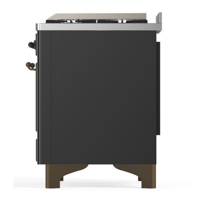 ILVE Majestic II 60 inch Triple Glass Door Natural Gas Dual Fuel Range Burnished Graphite Matte