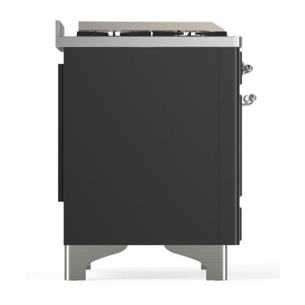 ILVE Majestic II 60 inch Triple Glass Door Natural Gas Dual Fuel Range Chrome Graphite Matte