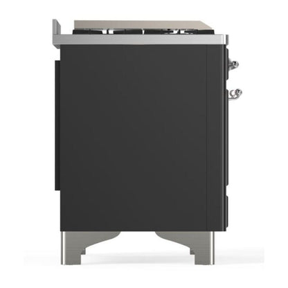 ILVE Majestic II 60 inch Triple Glass Door Natural Gas Dual Fuel Range Chrome Graphite Matte