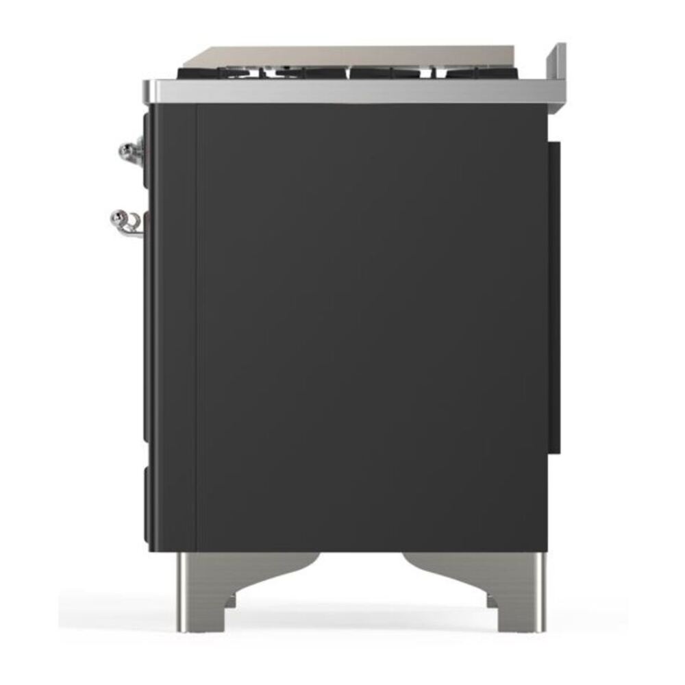 ILVE Majestic II 60 inch Triple Glass Door Natural Gas Dual Fuel Range Chrome Graphite Matte