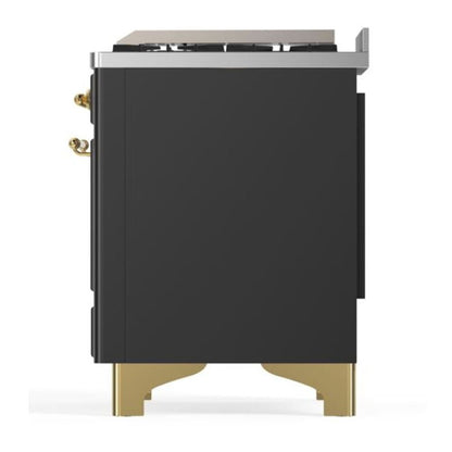 ILVE Majestic II 60 inch Triple Glass Door Natural Gas Dual Fuel Range Brass Graphite Matte