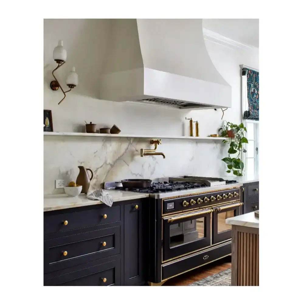 ILVE Majestic II 60 inch Triple Glass Door Natural Gas Dual Fuel Range Brass Graphite Matte