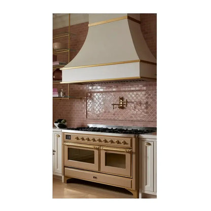 ILVE Majestic II 60 inch Triple Glass Door Natural Gas Dual Fuel Range Brass RAL
