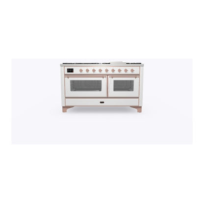 ILVE Majestic II 60 inch Triple Glass Door Natural Gas Dual Fuel Range Copper RAL