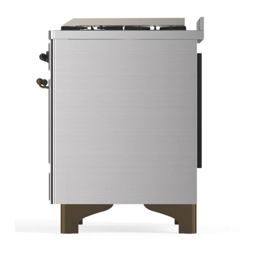 ILVE Majestic II 60 inch Triple Glass Door Natural Gas Dual Fuel Range Burnished Stainless Steel