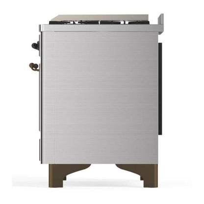 ILVE Majestic II 60 inch Triple Glass Door Natural Gas Dual Fuel Range Burnished Stainless Steel