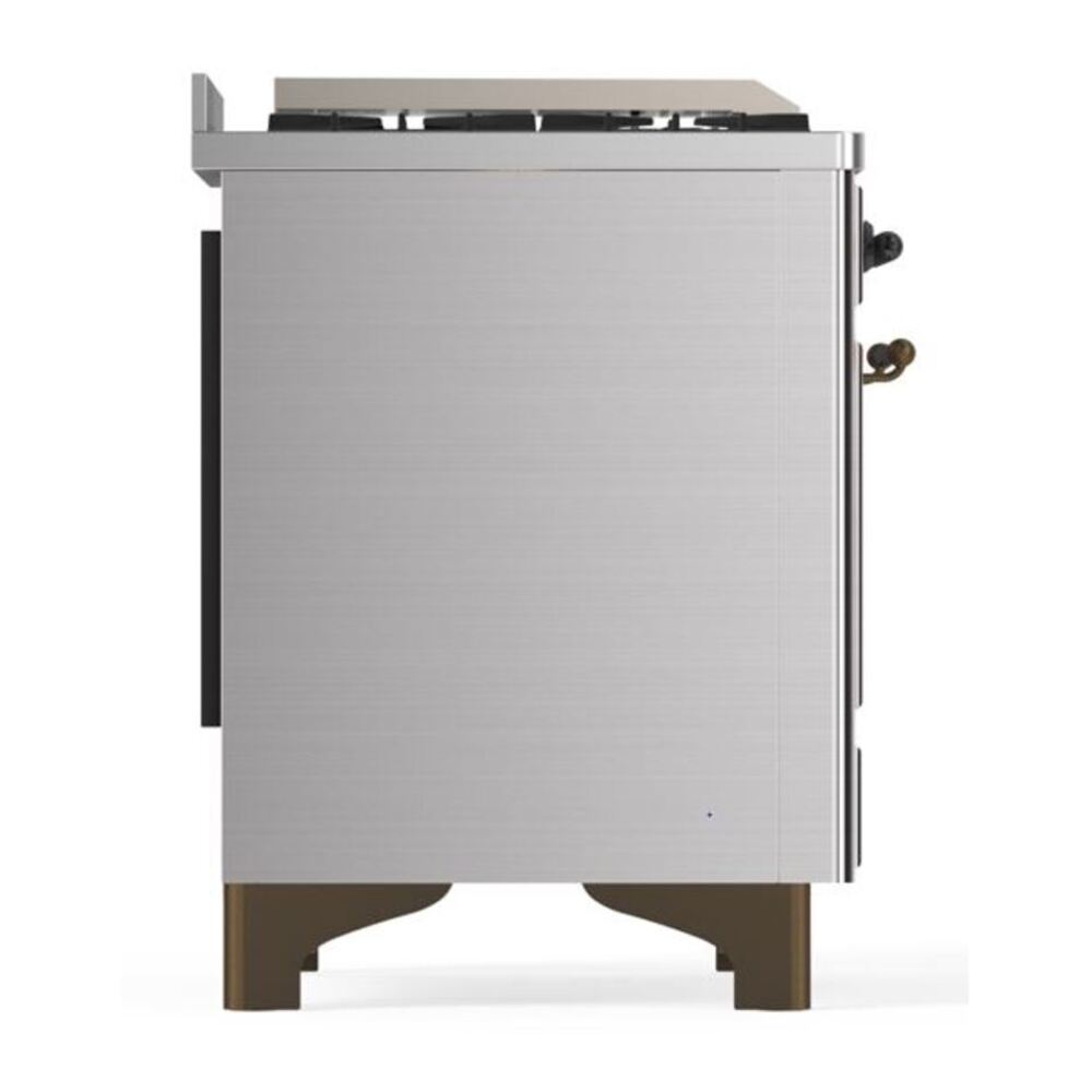 ILVE Majestic II 60 inch Triple Glass Door Natural Gas Dual Fuel Range Burnished Stainless Steel
