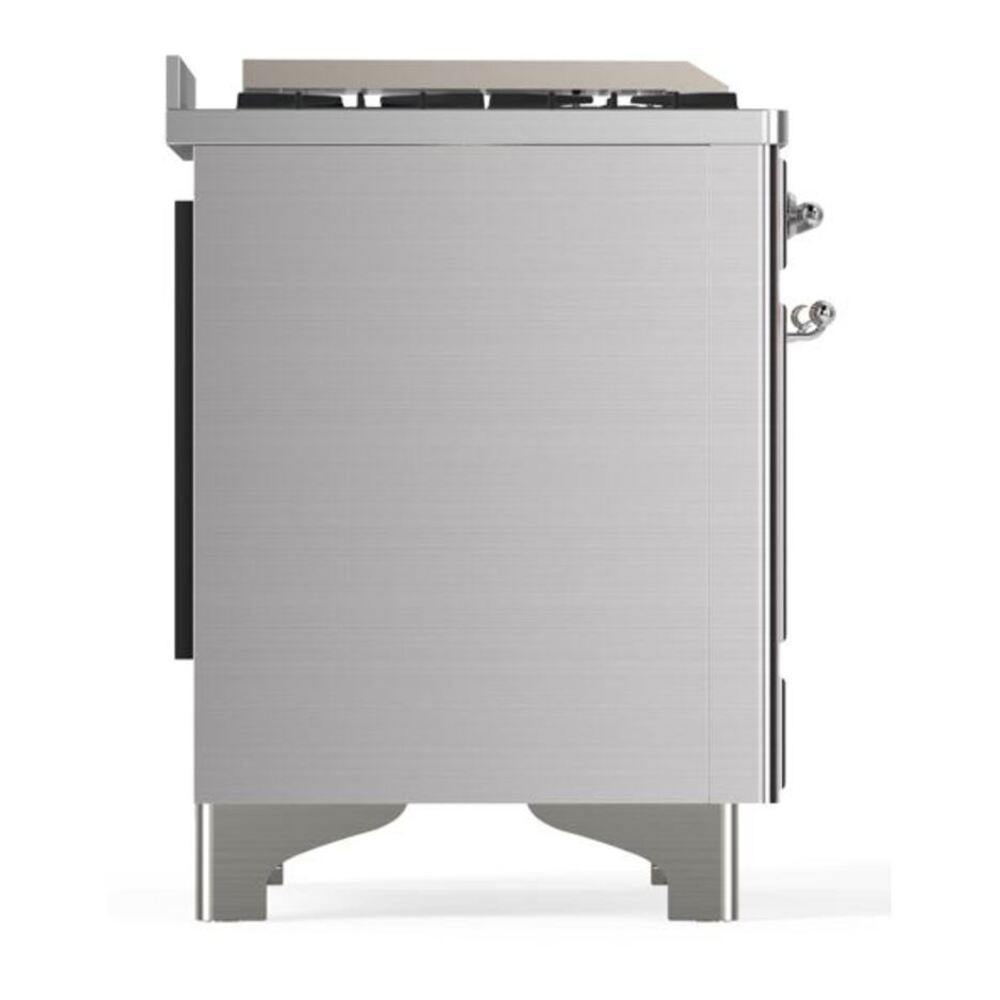ILVE Majestic II 60 inch Triple Glass Door Natural Gas Dual Fuel Range Chrome Stainless Steel