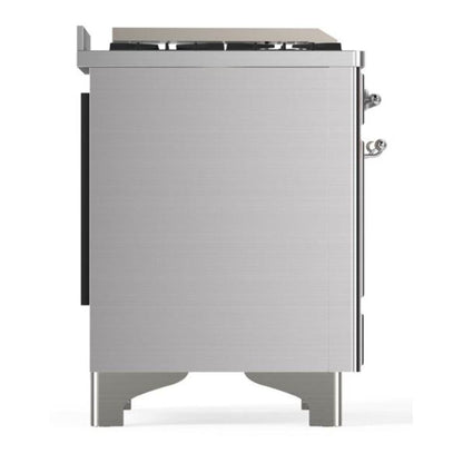 ILVE Majestic II 60 inch Triple Glass Door Natural Gas Dual Fuel Range Chrome Stainless Steel