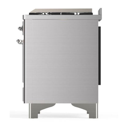 ILVE Majestic II 60 inch Triple Glass Door Natural Gas Dual Fuel Range Chrome Stainless Steel