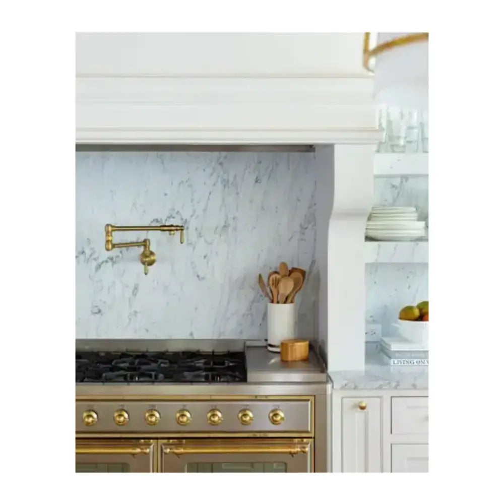 ILVE Majestic II 60 inch Triple Glass Door Natural Gas Dual Fuel Range Brass Stainless Steel
