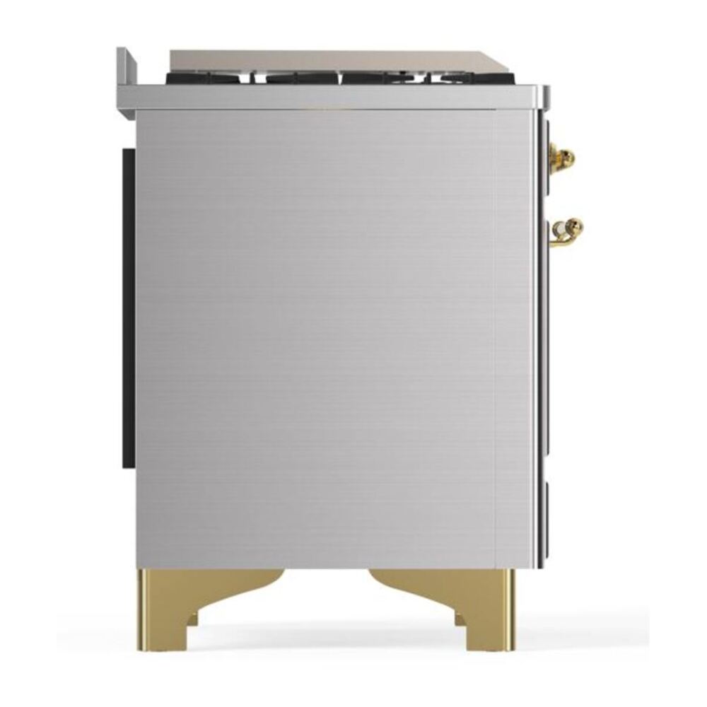 ILVE Majestic II 60 inch Triple Glass Door Natural Gas Dual Fuel Range Brass Stainless Steel