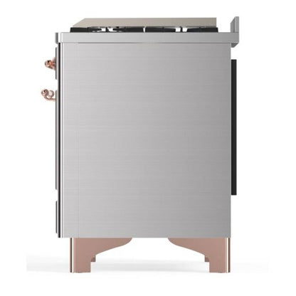ILVE Majestic II 60 inch Triple Glass Door Natural Gas Dual Fuel Range Copper Stainless Steel
