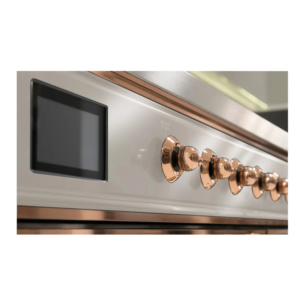 ILVE Majestic II 60 inch Triple Glass Door Natural Gas Dual Fuel Range Copper Stainless Steel