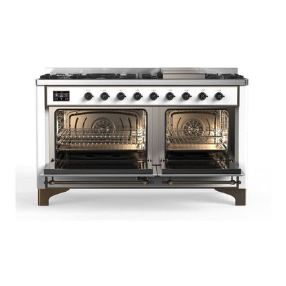 ILVE Majestic II 60 inch Triple Glass Door Natural Gas Dual Fuel Range Burnished White