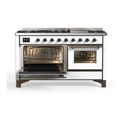 ILVE Majestic II 60 inch Triple Glass Door Natural Gas Dual Fuel Range Burnished White