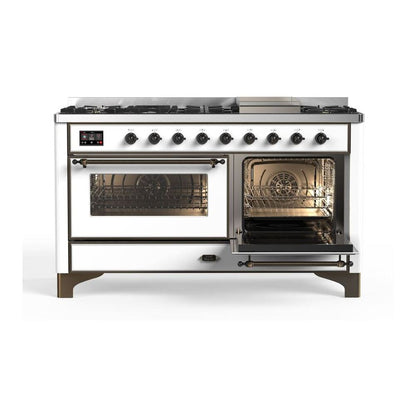 ILVE Majestic II 60 inch Triple Glass Door Natural Gas Dual Fuel Range Burnished White
